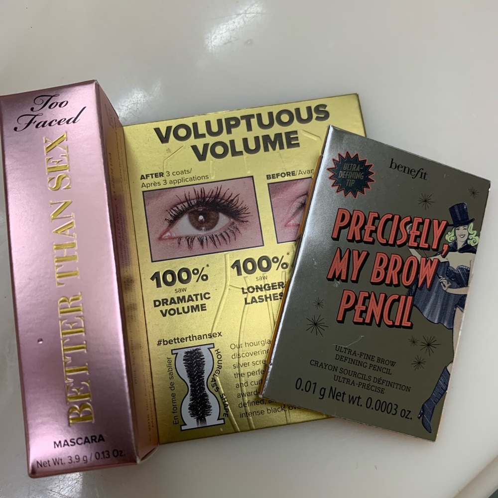 Too Faced BTS Mascara & Benefit My Brow Pencil